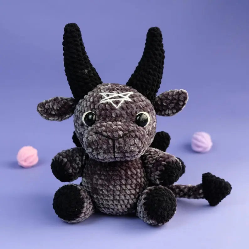 4-in-1 Grim Grinning Baphomet – Amigurumi Crochet Goat Plush Pattern | Devil-Inspired Toy Design Baphomet Bundle Crochet Pattern