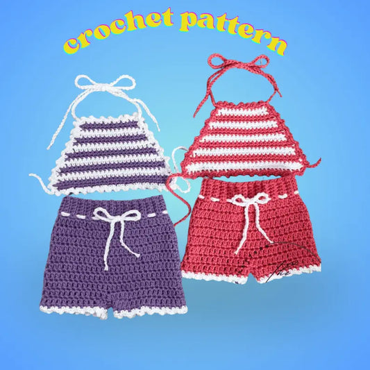 Baby Girl Swimsuit Set – Crochet 2-Piece Bikini & Shorts My Store