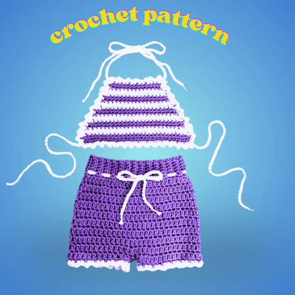 Baby Girl Swimsuit Set – Crochet 2-Piece Bikini & Shorts My Store